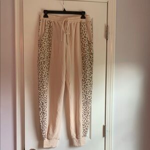Le Lis Cream and Tan Joggers Soft Stretchy Fabric